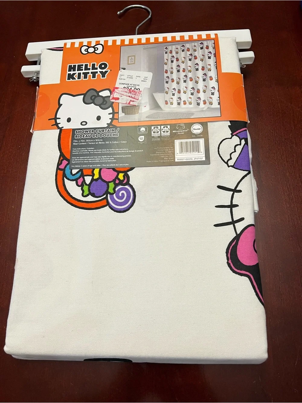 Hello Kitty Orange & White Halloween Curtain Panel